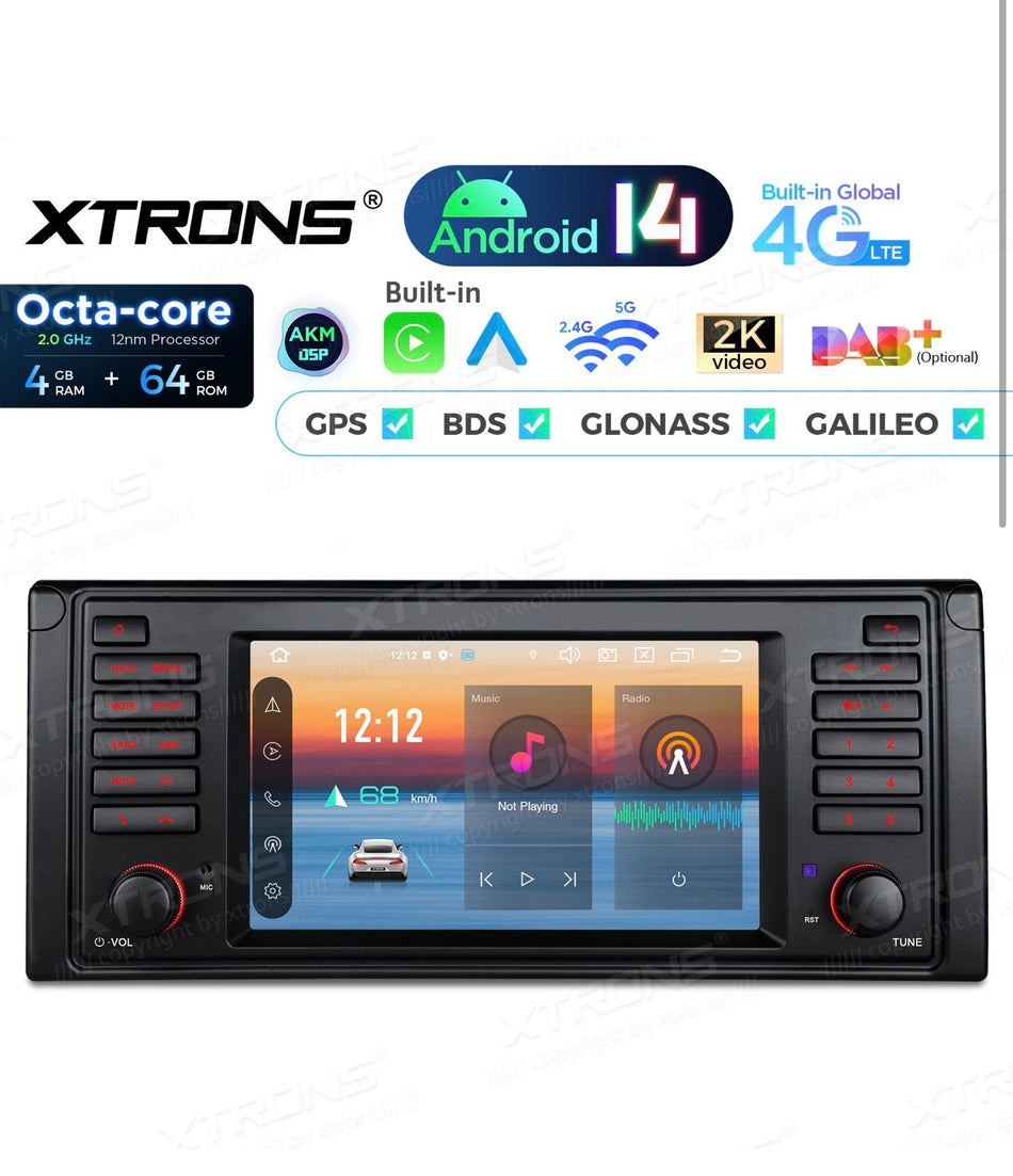 XTRONS PX7439BL – Android 14 Autoradio für BMW E39 / E38