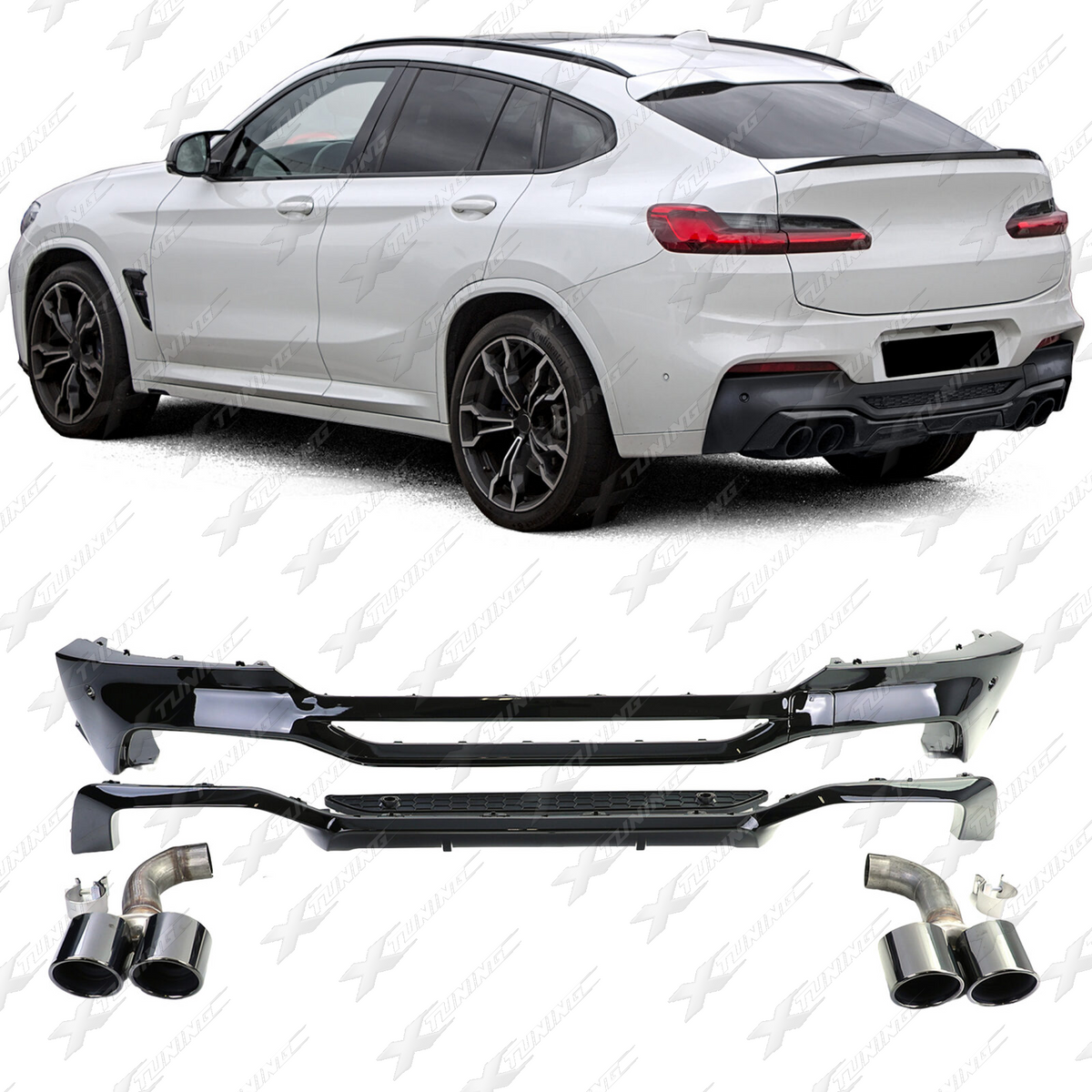 BMW G02 Heckdiffusor X4M-Style – Schwarz Glanz – HDG0201+AB70