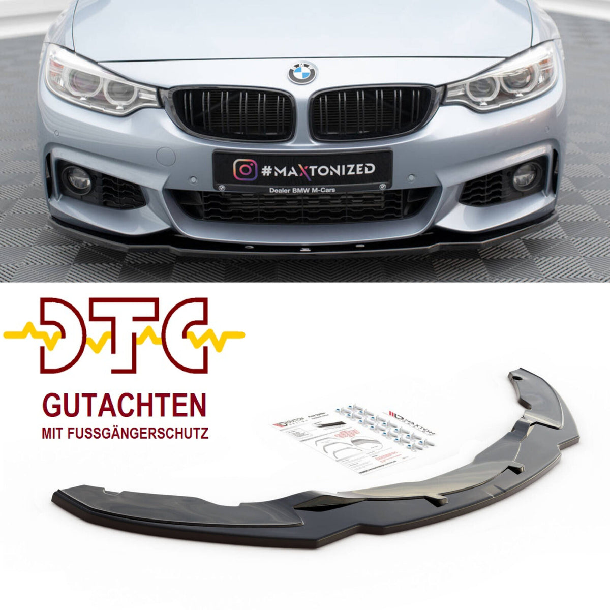 Maxton BMW F32 / F33 / F36 M-Paket Frontlippe V.1 – Schwarz Glanz | DTC