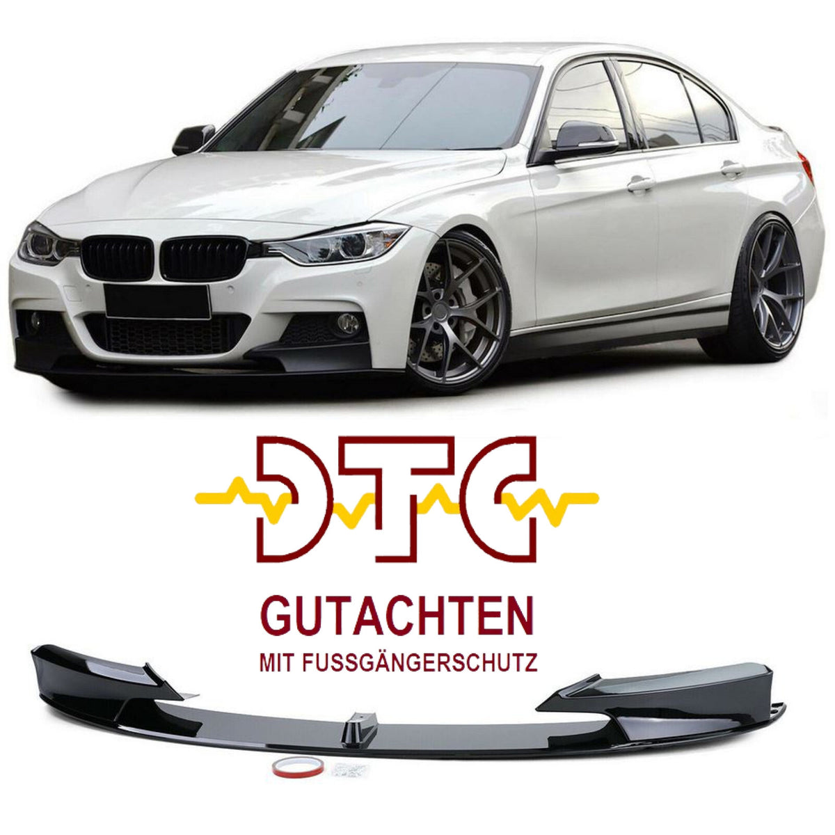 BMW F30 / F31 M-Paket Frontlippe P-Type – Schwarz Glanz | DTC Fussgängerschutz