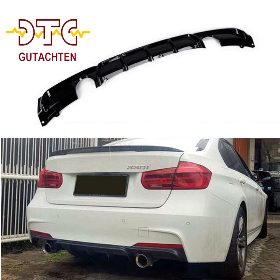 BMW F30 / F31 M-Paket Diffusor – 1+1 Endrohre, Schwarz Glanz | DTC