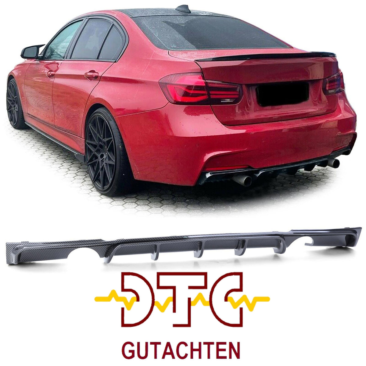 BMW F30 / F31 M-Paket Diffusor – 1+1 Endrohre, Carbon-Optik | DTC