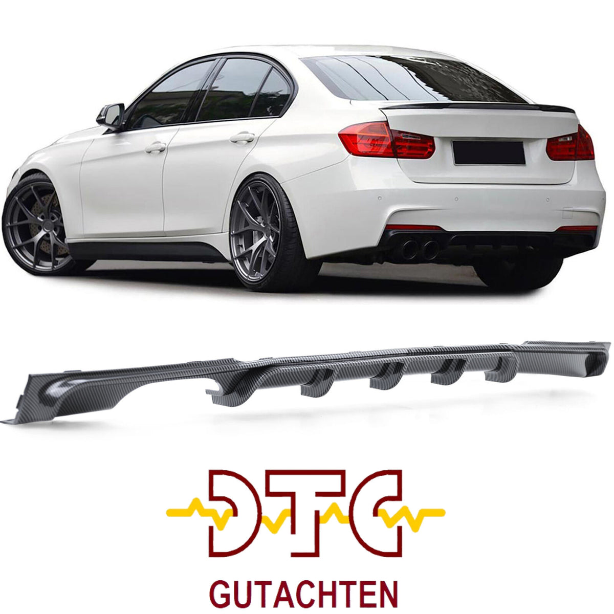 BMW F30 / F31 M-Paket Diffusor – Doppelendrohr links, Carbon-Optik | DTC